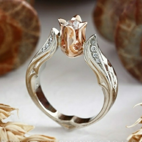 Jewelry - 🎀 Sunning 925 & Rose Gold White Sapphire Rose